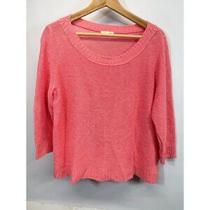 Eileen Fisher Sweater Medium Top Linen Knit Lightweight Pink Scoop Neck